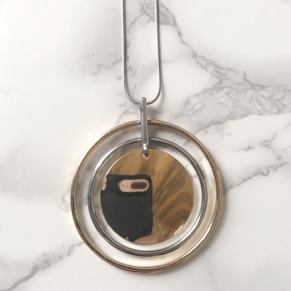 Francescas Silver & Gold Two Tone Pendant Necklace